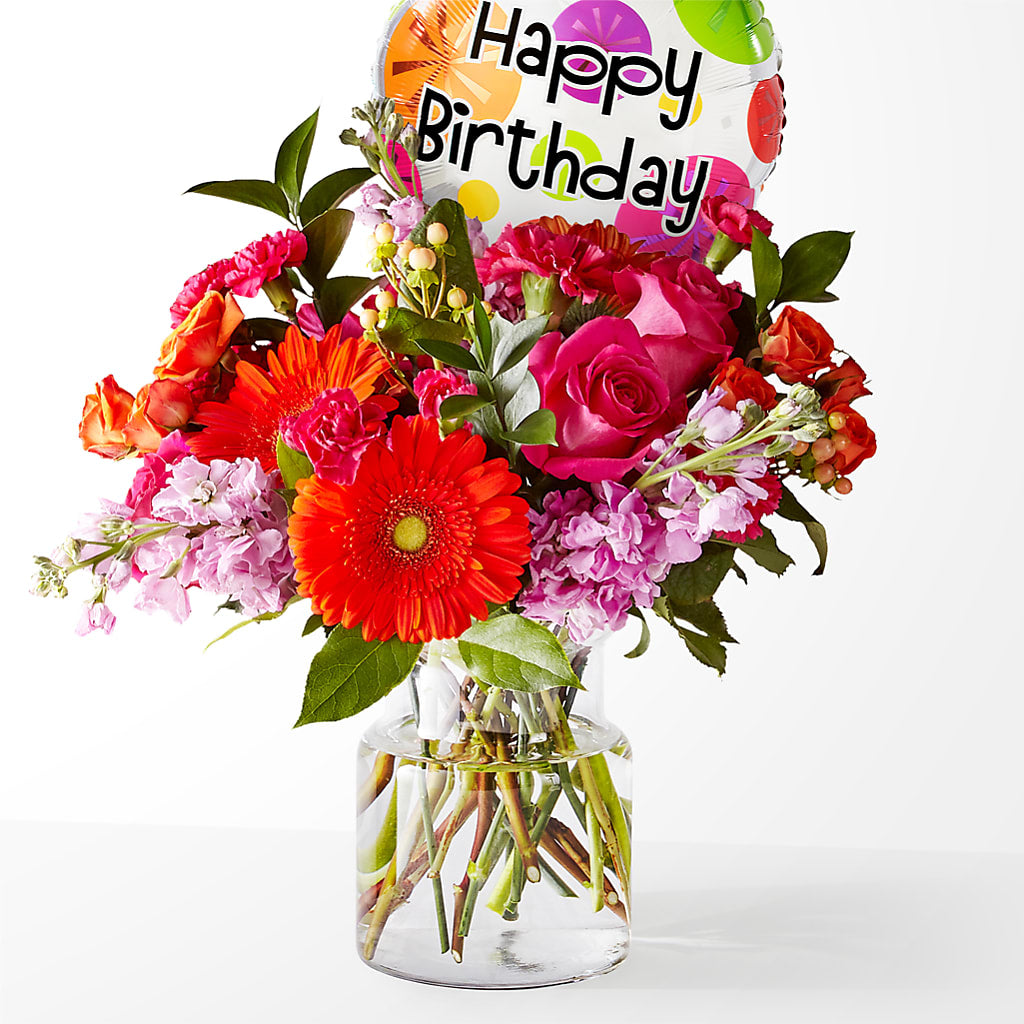 Fiesta Bouquet with Birthday Balloon – Cheapflowers.com, Tontitown AR