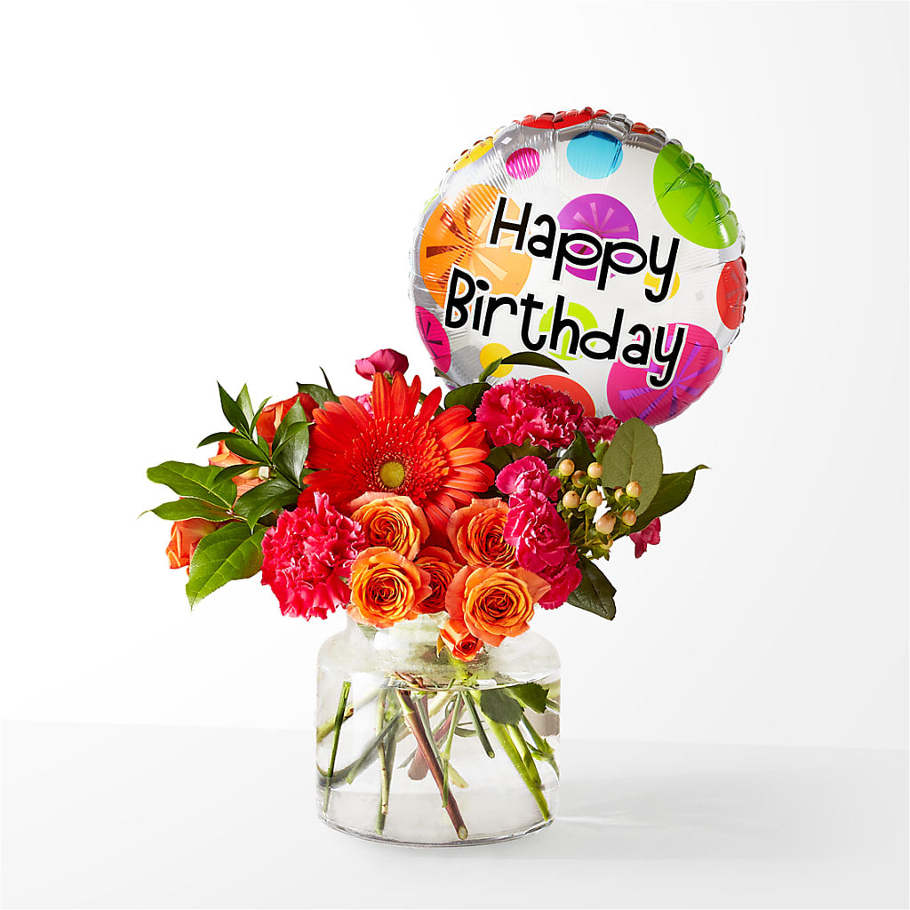 Fiesta Bouquet with Birthday Balloon – Cheapflowers.com, Tontitown AR