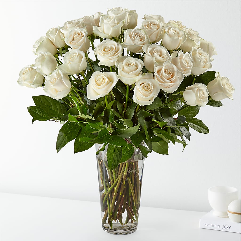 Long Stem White Rose Bouquet – Cheapflowers.com, Tontitown AR