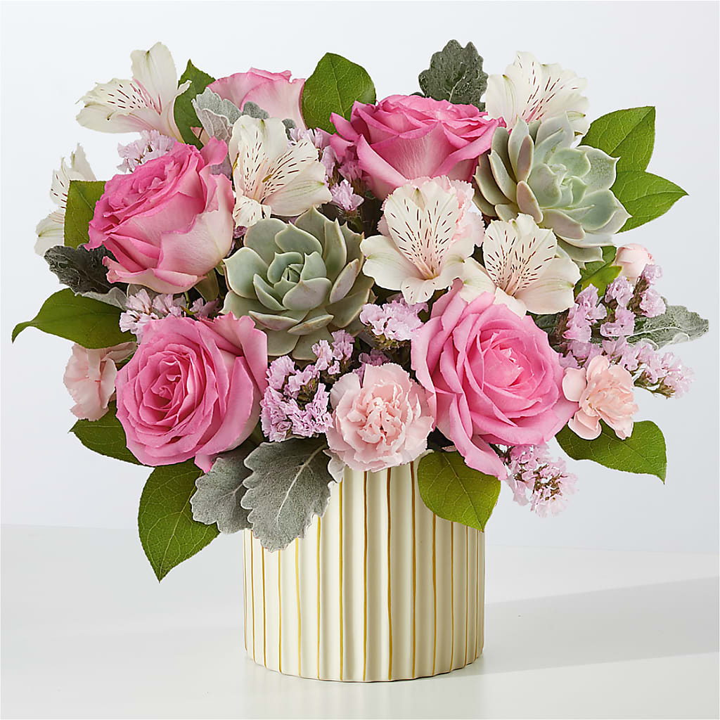 Dusty Rose Bouquet with Ivory Vase – Cheapflowers.com, Tontitown AR