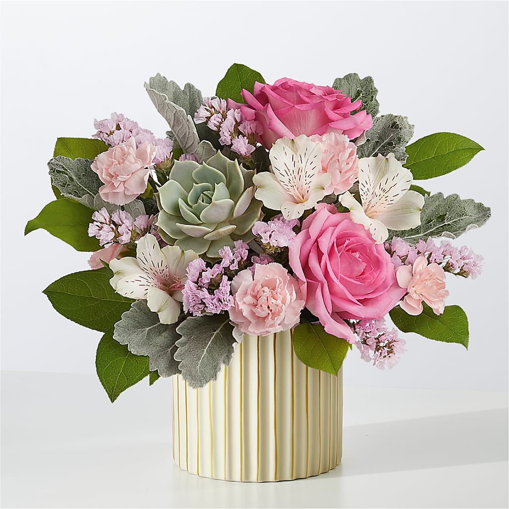 Dusty Rose Bouquet with Ivory Vase – Cheapflowers.com, Tontitown AR