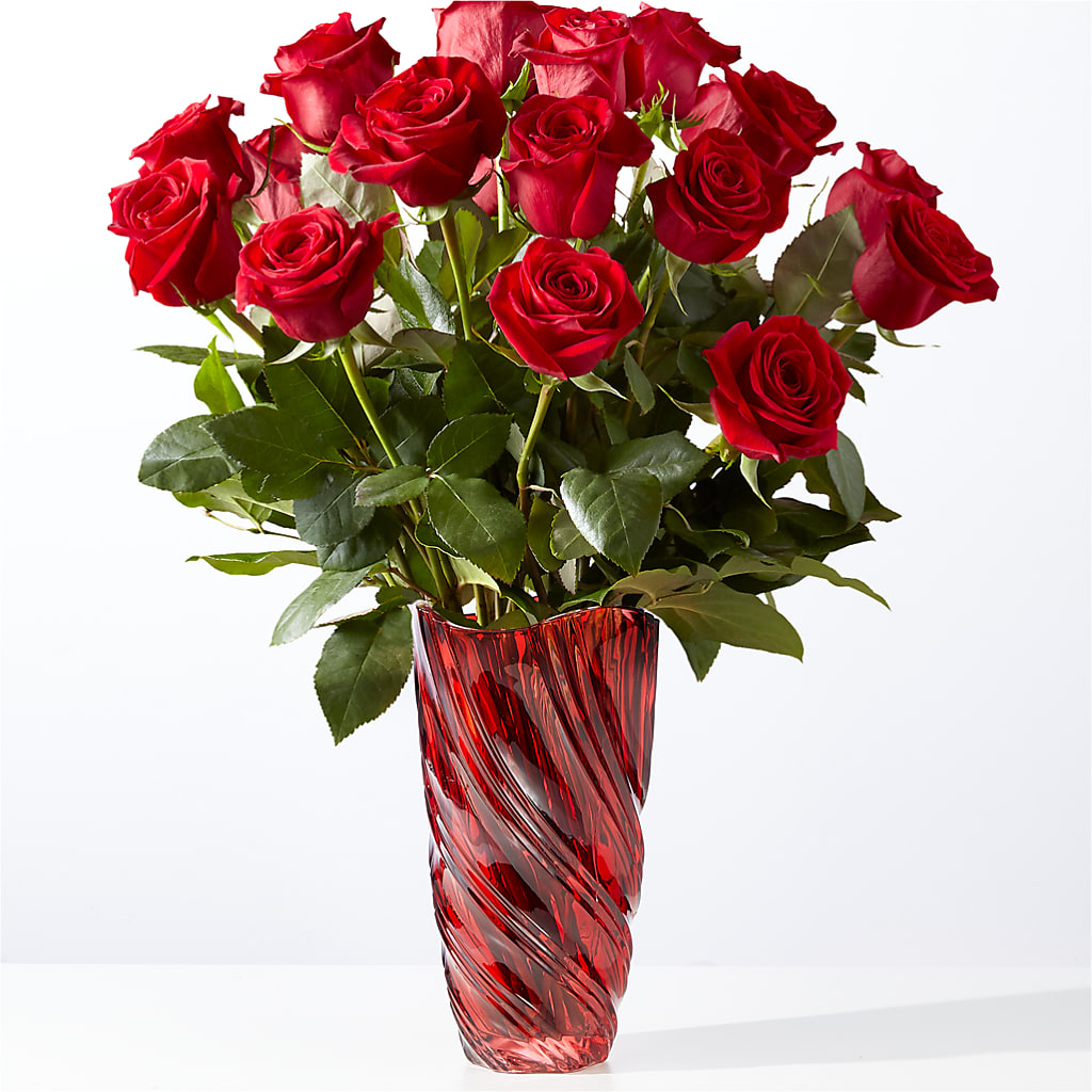 Classic Love Red Rose Bouquet with Luxe Swirl Vase – Cheapflowers.com, Tontitown AR