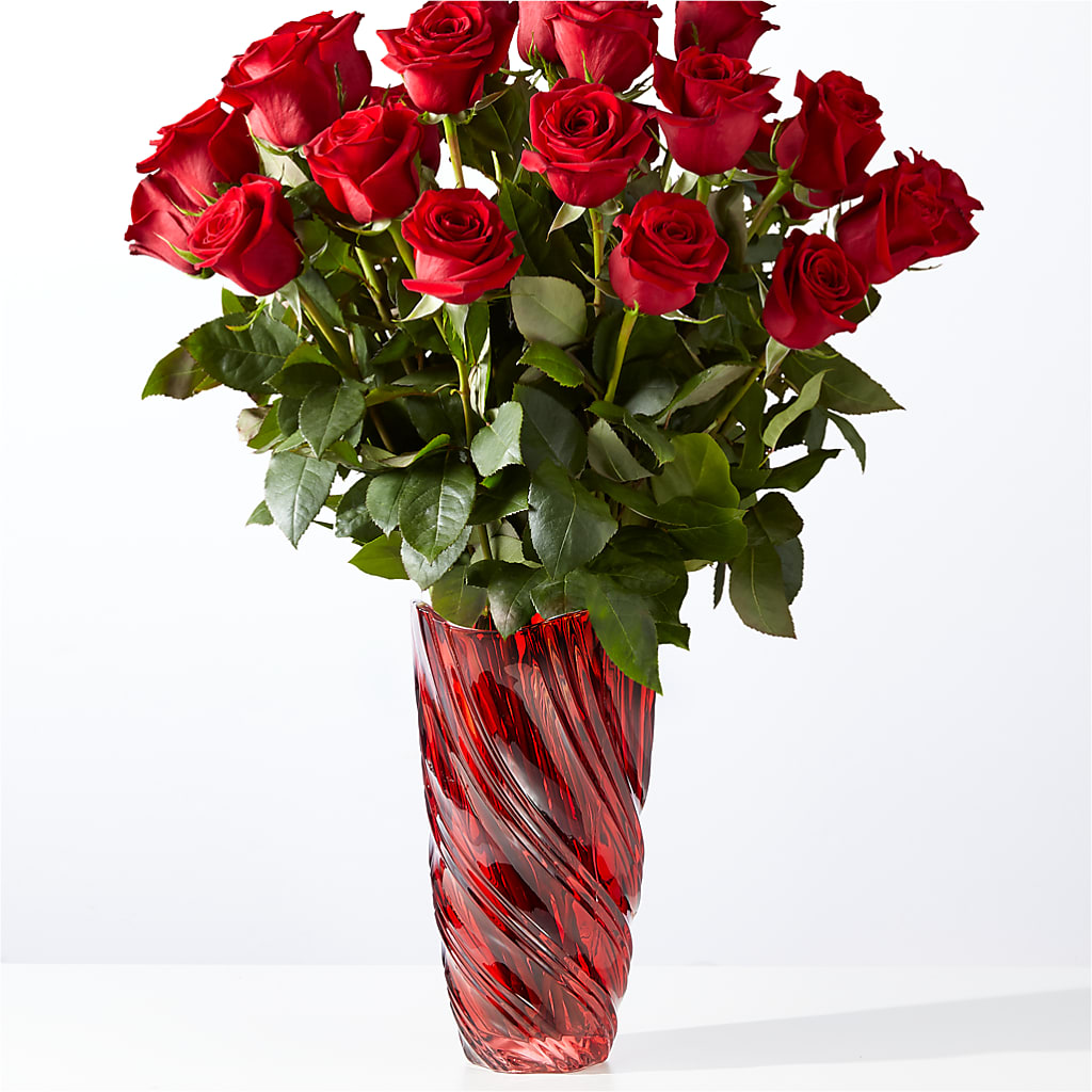 Classic Love Red Rose Bouquet with Luxe Swirl Vase – Cheapflowers.com, Tontitown AR